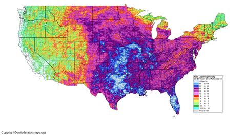 US Lightning Map in Pdf [Free Printable USA Map].